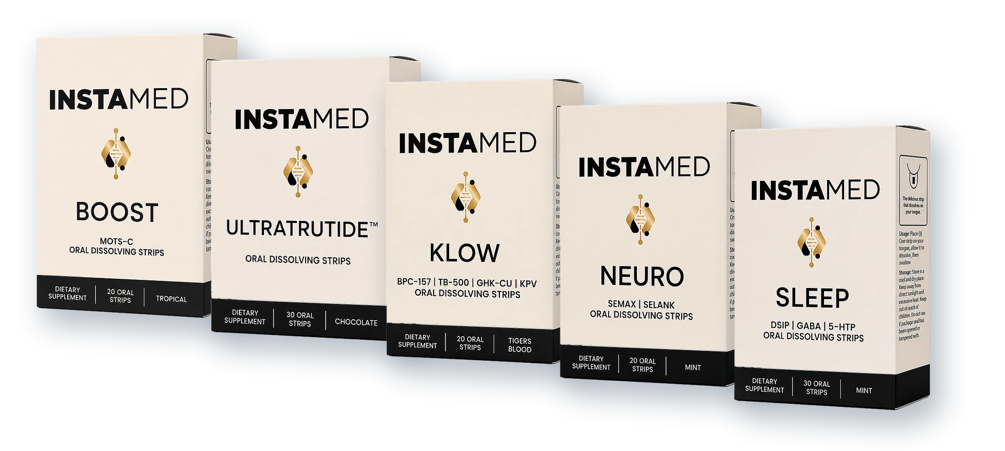 InstaMed oral-dissolving strips — Boost, Ultratrutide, Klow, Neuro and Sleep